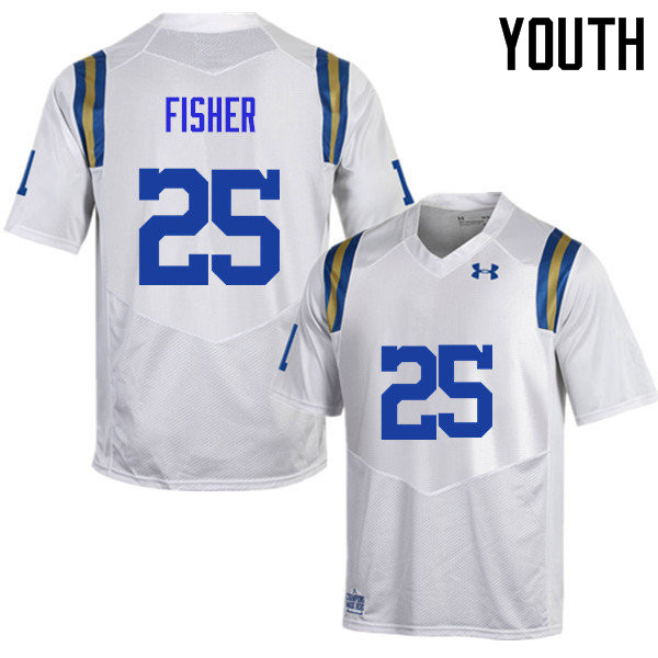 Youth #25 Denzel Fisher UCLA Bruins Under Armour College Football Jerseys Sale-White